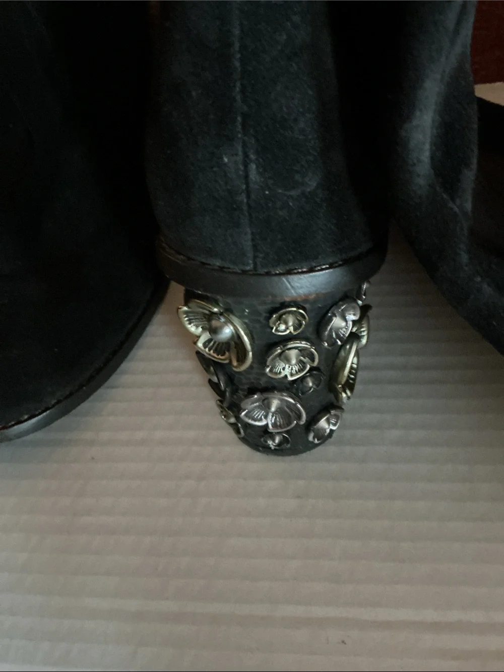 Coach Black Suede Knee-High and Ankle Boots with Embellished Heels